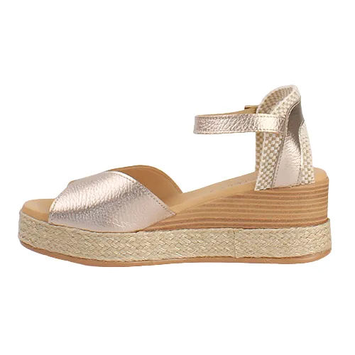 Pitillos Ladies Peep Toe Wedge Sandals - 10592 - Gold