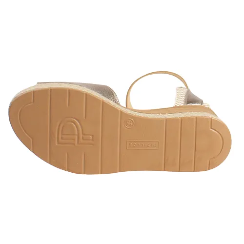 Pitillos Ladies Peep Toe Wedge Sandals - 10592 - Gold