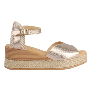 Pitillos Ladies Peep Toe Wedge Sandals - 10592 - Gold