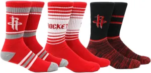 PKWY Houston Rockets Team Logo 3-Pack Crew Socks