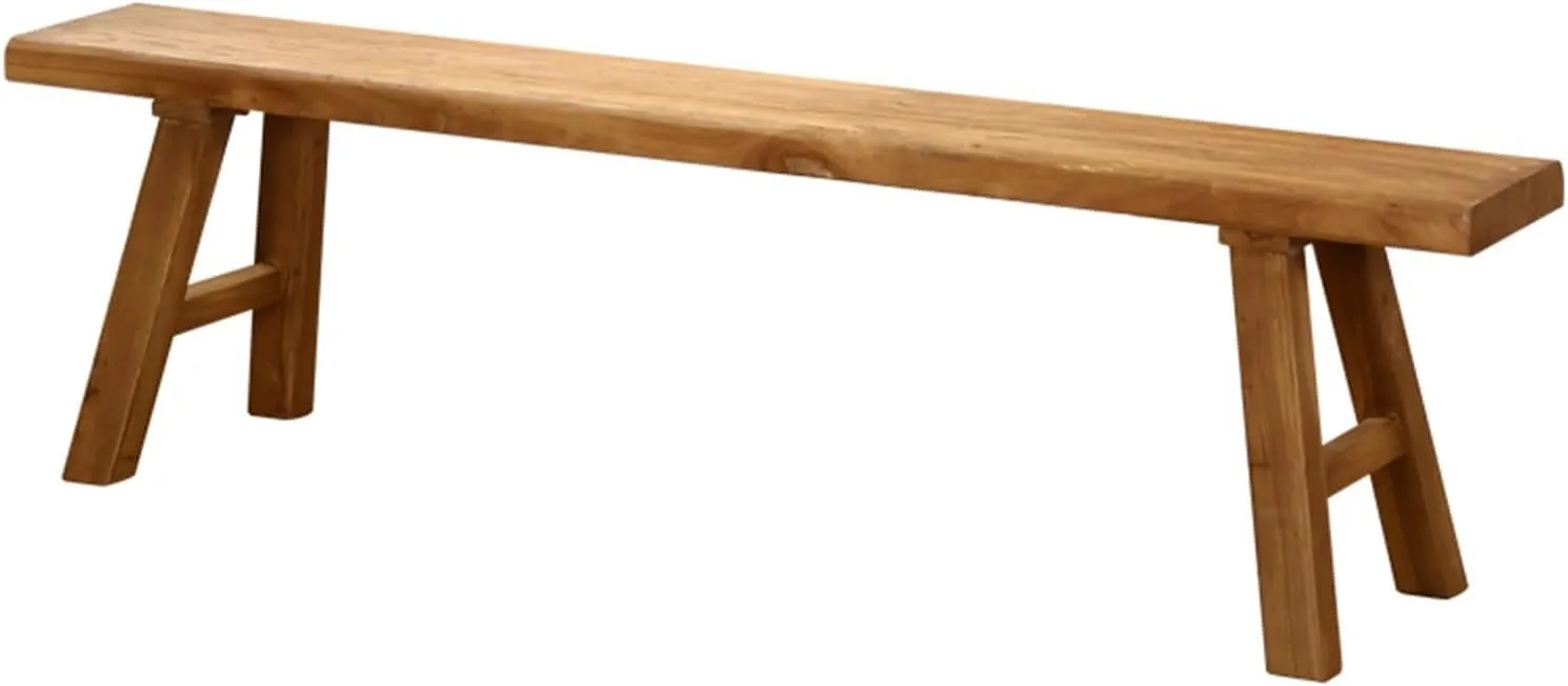 PLMOKN Wooden Narrow Bench Indoor Farmhouse Entryway Long Rustic Noodle for End of Bed Hallway Church Pew Breakfast Nook Kitchen & Dining Room Benches,31.5X10.2X17.7 Inch