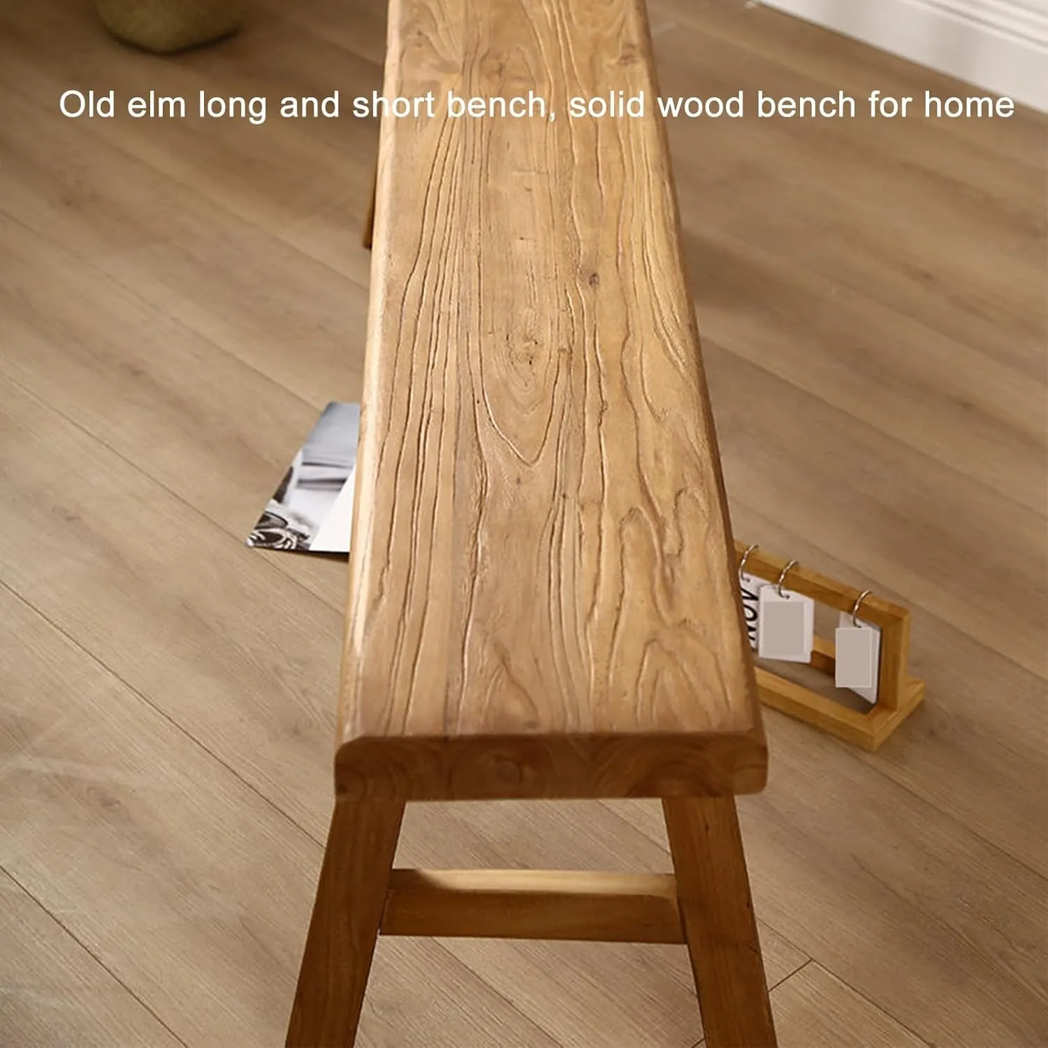 PLMOKN Wooden Narrow Bench Indoor Farmhouse Entryway Long Rustic Noodle for End of Bed Hallway Church Pew Breakfast Nook Kitchen & Dining Room Benches,31.5X10.2X17.7 Inch