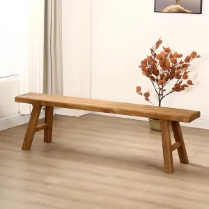 PLMOKN Wooden Narrow Bench Indoor Farmhouse Entryway Long Rustic Noodle for End of Bed Hallway Church Pew Breakfast Nook Kitchen & Dining Room Benches,31.5X10.2X17.7 Inch