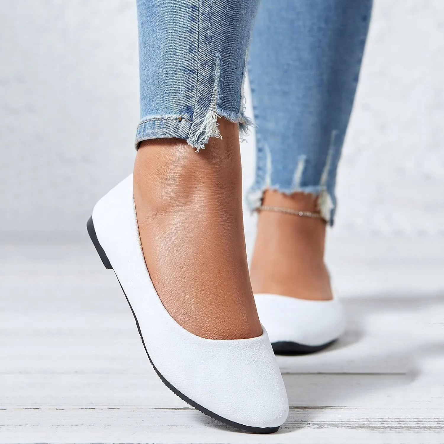 Pointed Toe Flats for Women Dressy Casual, Low Heel Dress Shoes Comfortable, Slip-on Business Work Loafer Shoes Ballet Flats