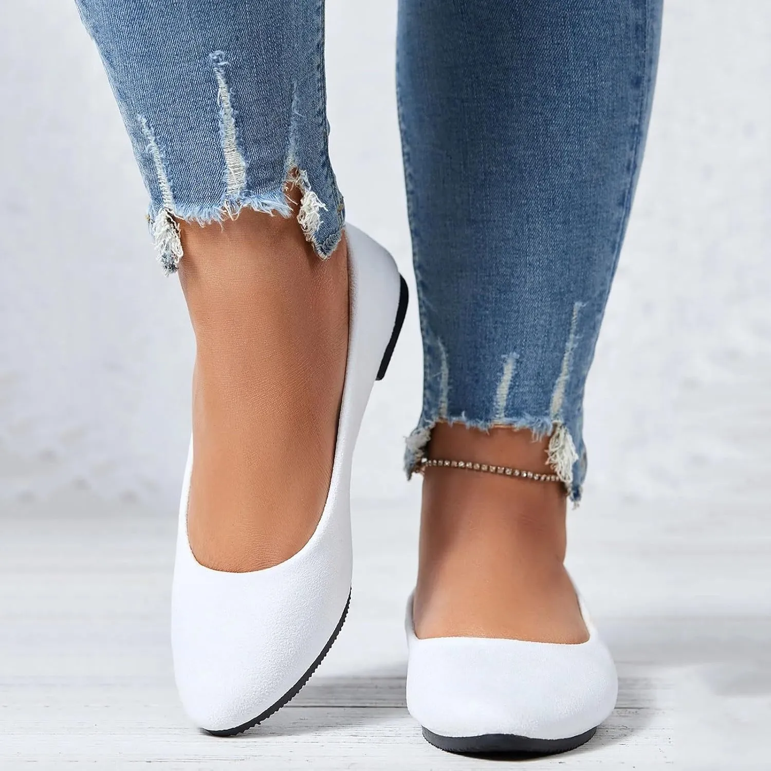 Pointed Toe Flats for Women Dressy Casual, Low Heel Dress Shoes Comfortable, Slip-on Business Work Loafer Shoes Ballet Flats