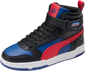 PUMA Unisex-Child Mid Shoes RBD Game Sneaker, White-Black-Team Gold, 4 US Big Kid