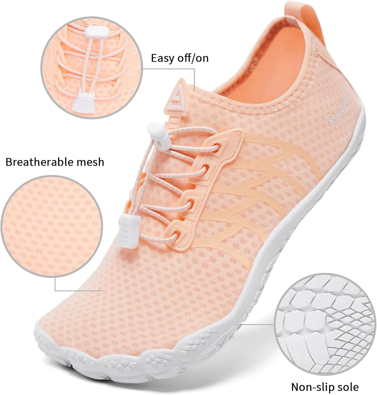 Racqua Water Shoes Quick-Dry Swim Shoes Breathable Lightweight Beach Shoes Pool Barefoot Aqua for Women Men