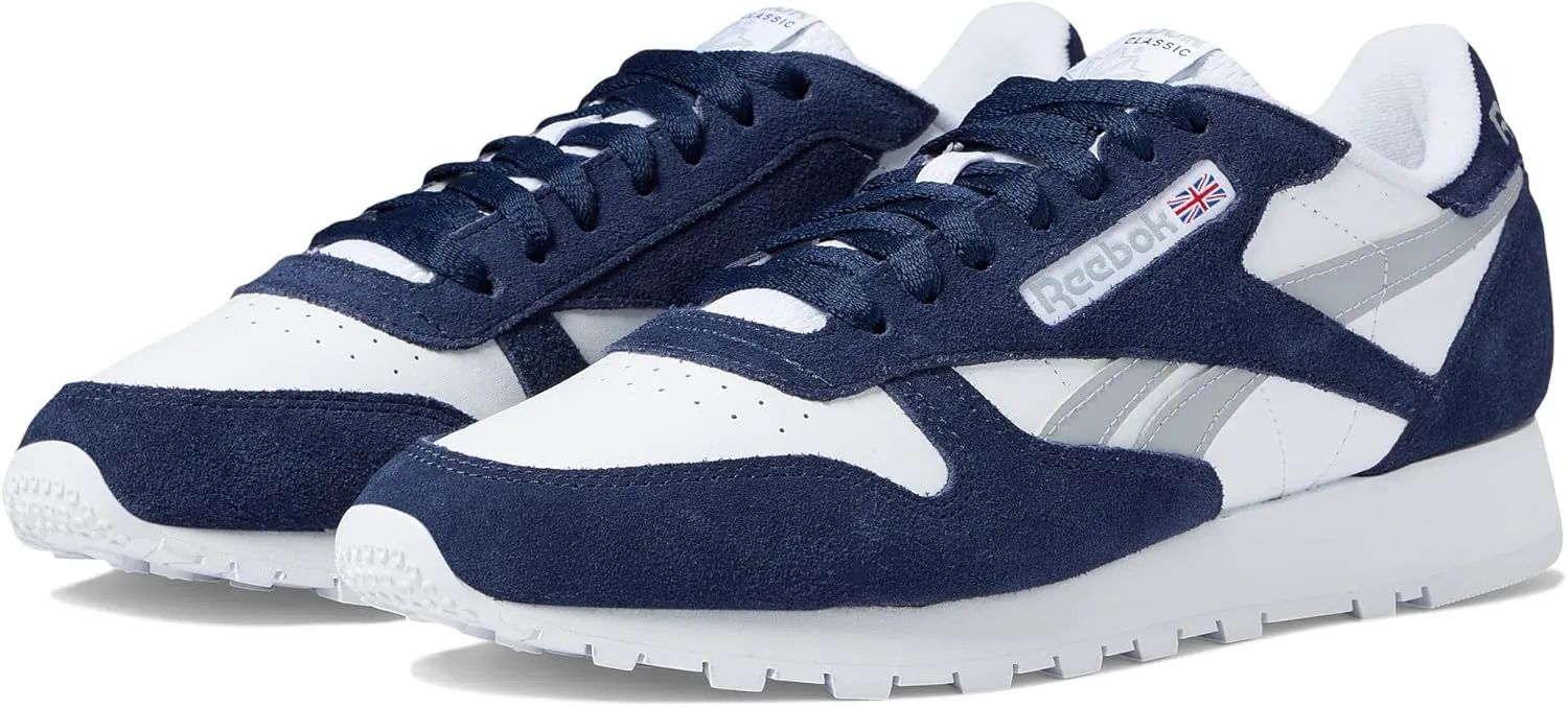Reebok Classic Leather Vector Navy/White/Pure Grey Men's 8.5, Women's 10 Medium