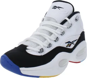 Reebok Mens Question Mid Sport Logo Basketball Shoes White 9.5 Medium (D)