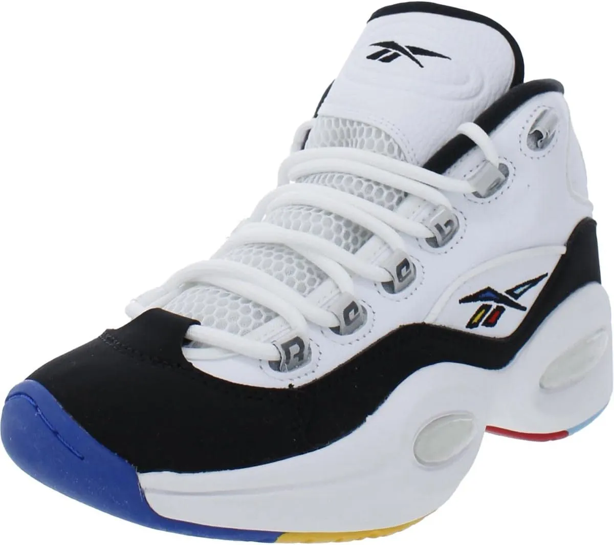 Reebok Mens Question Mid Sport Logo Basketball Shoes White 9.5 Medium (D)