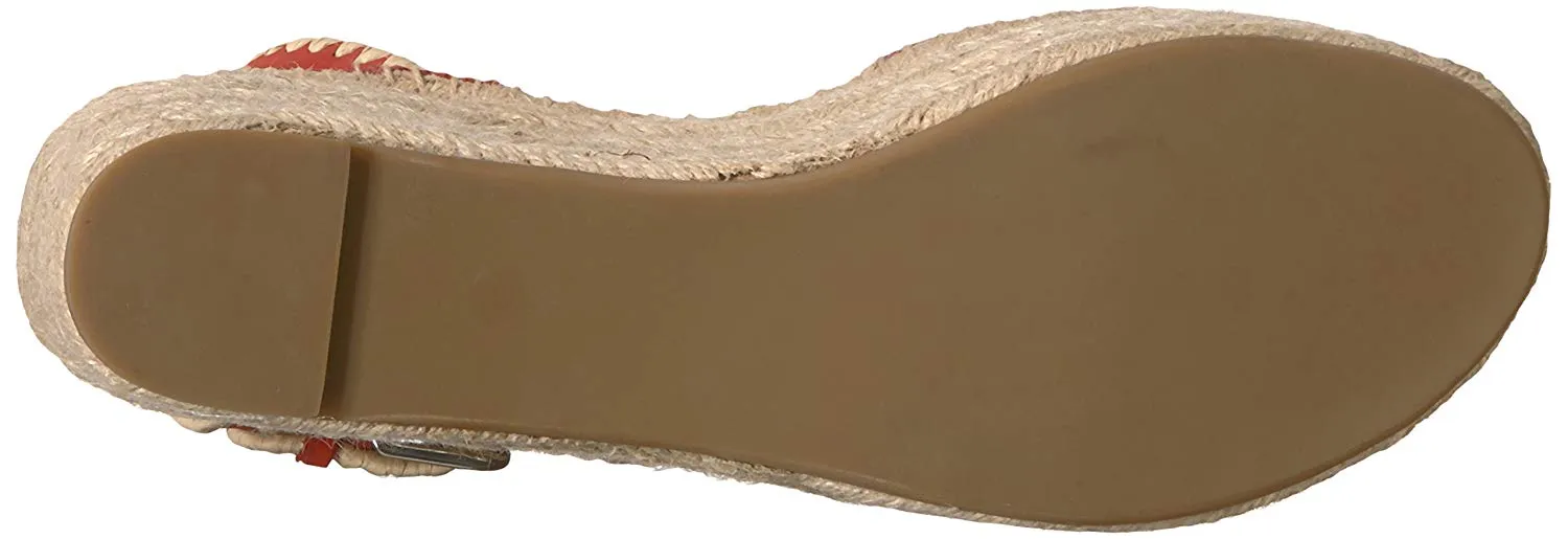 Ria Victoire Limited-edition offer Platform Open All-weather La Suede Sandals Wedge Pour Poppy Toe Espadrille Red