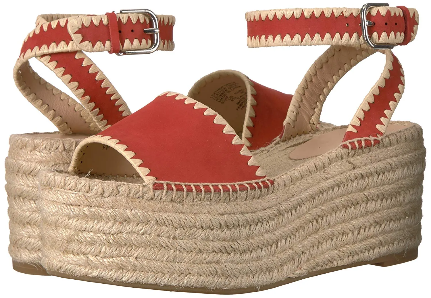Ria Victoire Limited-edition offer Platform Open All-weather La Suede Sandals Wedge Pour Poppy Toe Espadrille Red