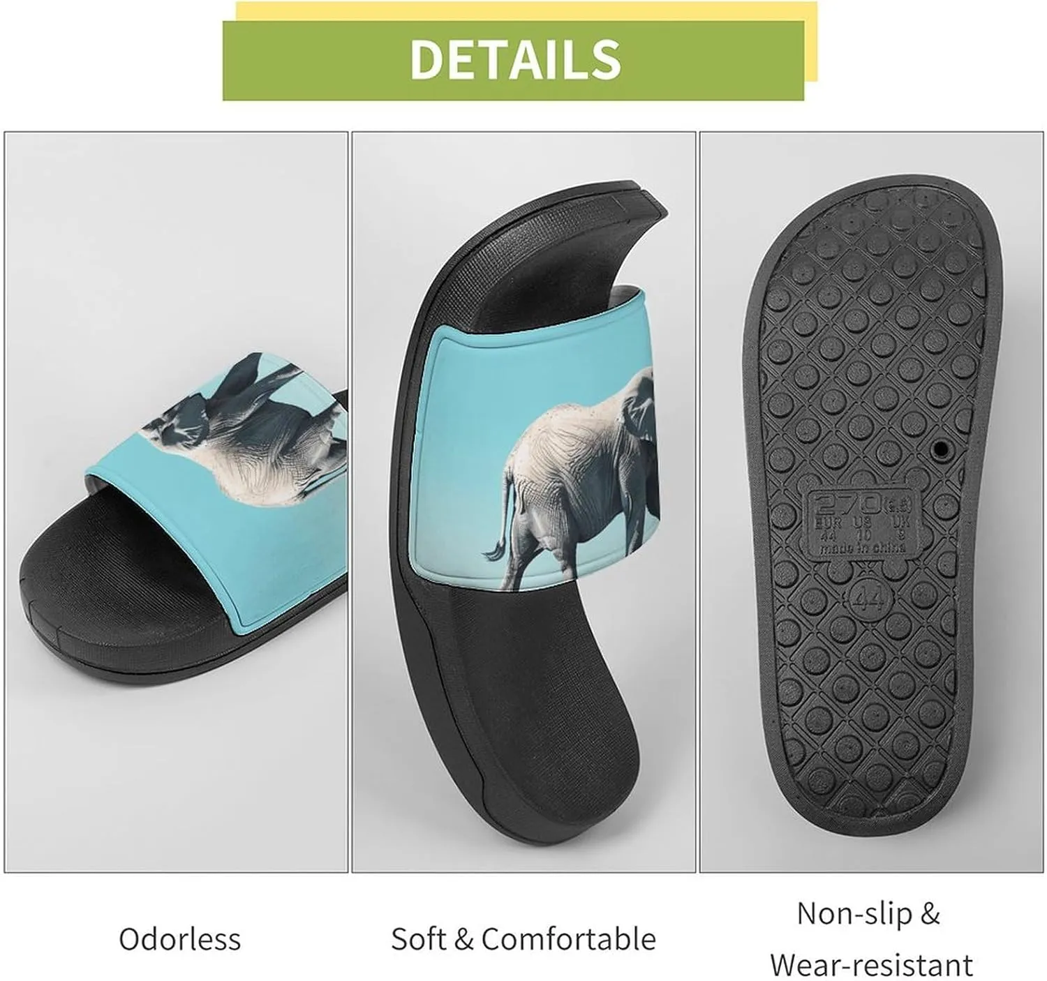 Road Elephant Crossing Novelty Slippers Slides Sandals Shower Home House Shoes Non-Slip Soft Sole Shoe For Men Women Bathroom