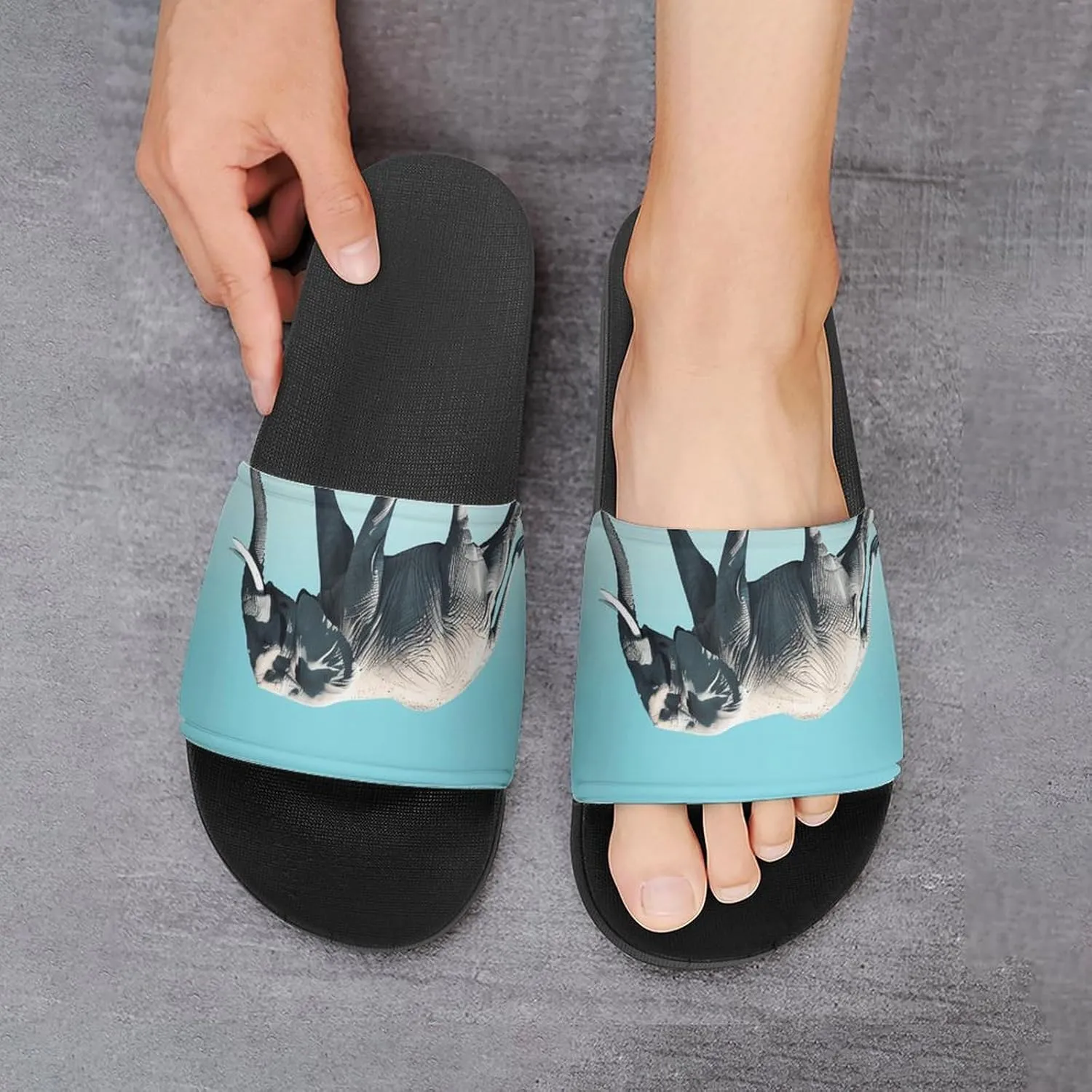 Road Elephant Crossing Novelty Slippers Slides Sandals Shower Home House Shoes Non-Slip Soft Sole Shoe For Men Women Bathroom