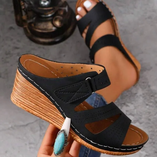 Sandals for Women 2025 Dressy, Platform Sandals Women Fashion Wedges Mid Heels Open Toe Espadrilles Slip on Shoes Dressy Summer