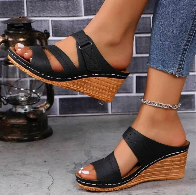 Sandals for Women 2025 Dressy, Platform Sandals Women Fashion Wedges Mid Heels Open Toe Espadrilles Slip on Shoes Dressy Summer