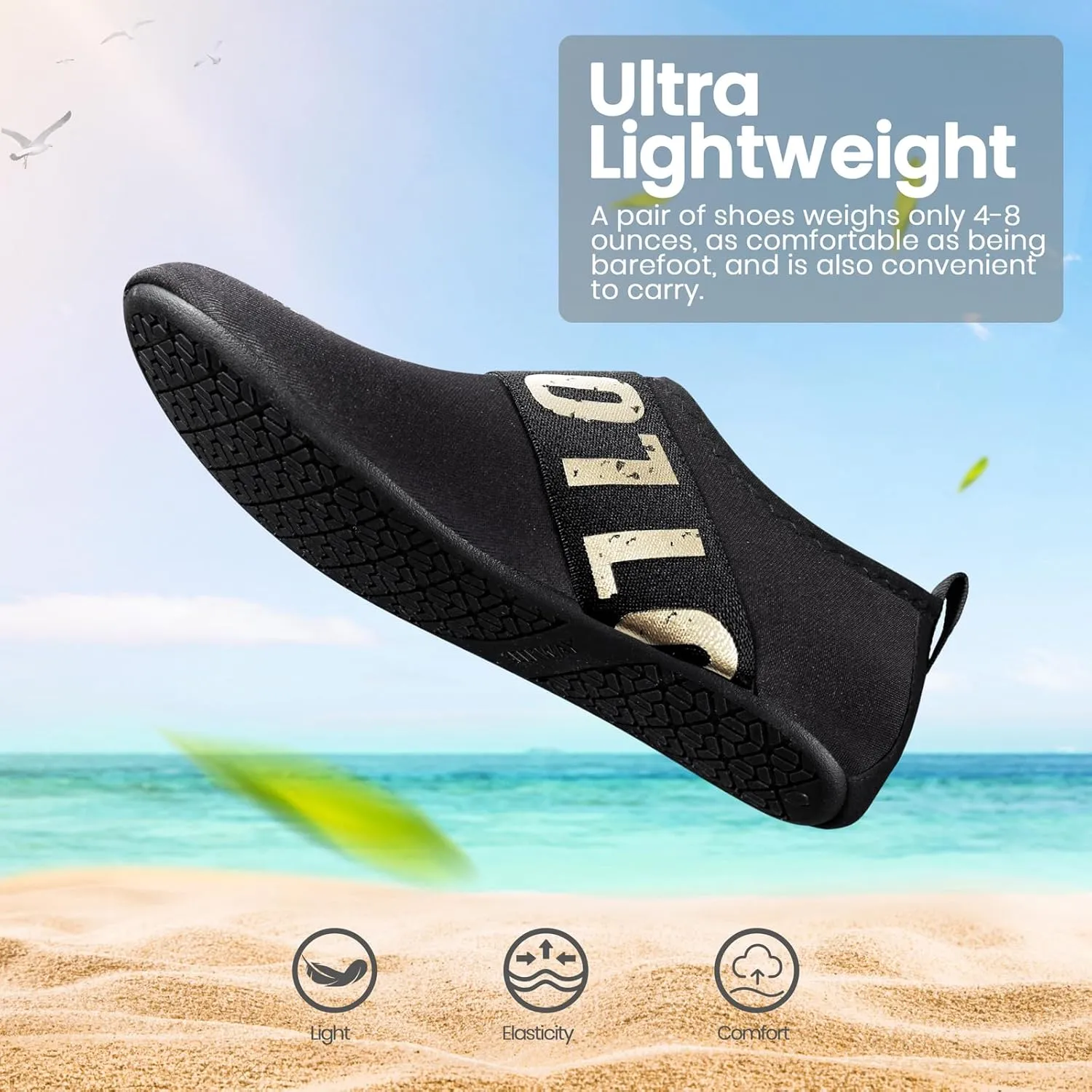 SEEKWAY Water Shoes Women Men Adult Quick-Dry Aqua Socks Barefoot Non Slip for Beach Swim River Pool Lake surf Black SK002(U)