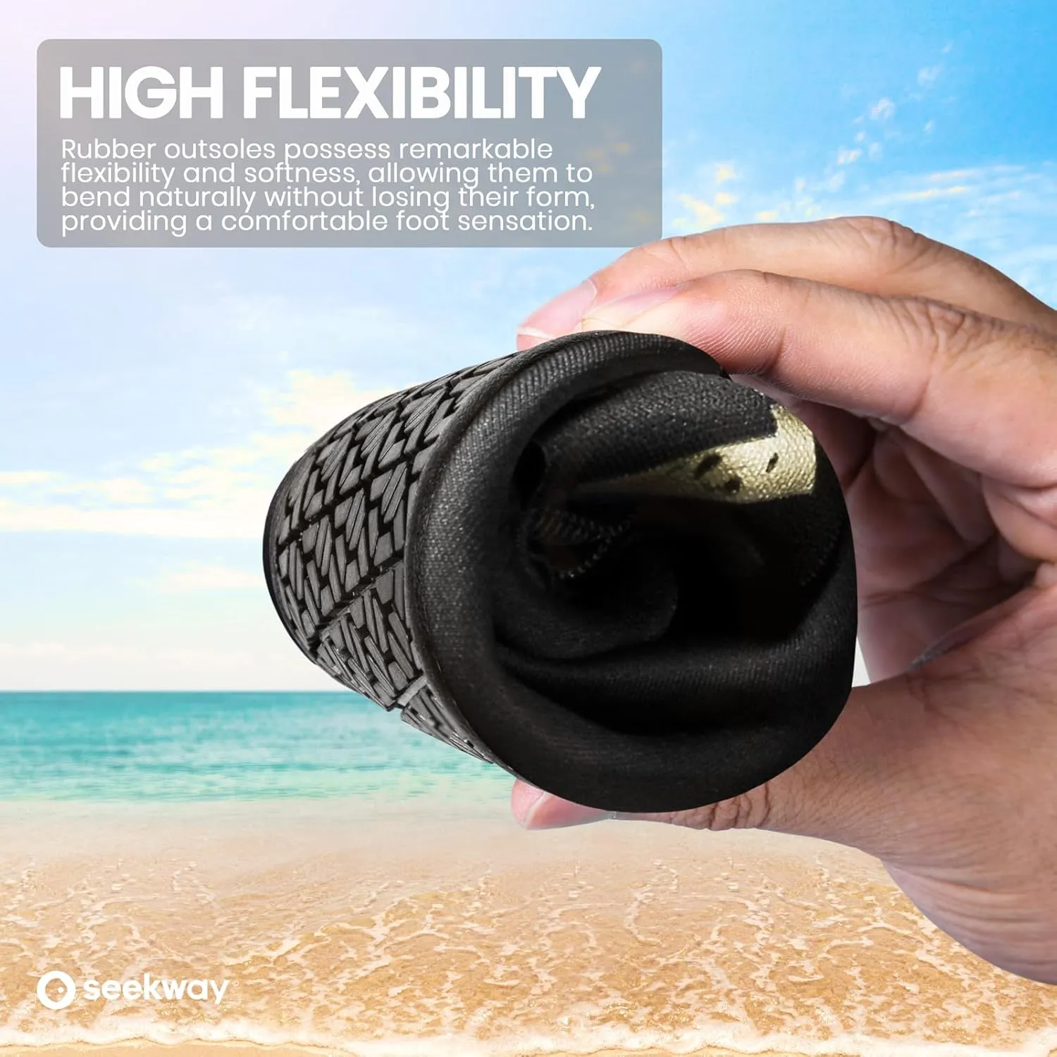 SEEKWAY Water Shoes Women Men Adult Quick-Dry Aqua Socks Barefoot Non Slip for Beach Swim River Pool Lake surf Black SK002(U)
