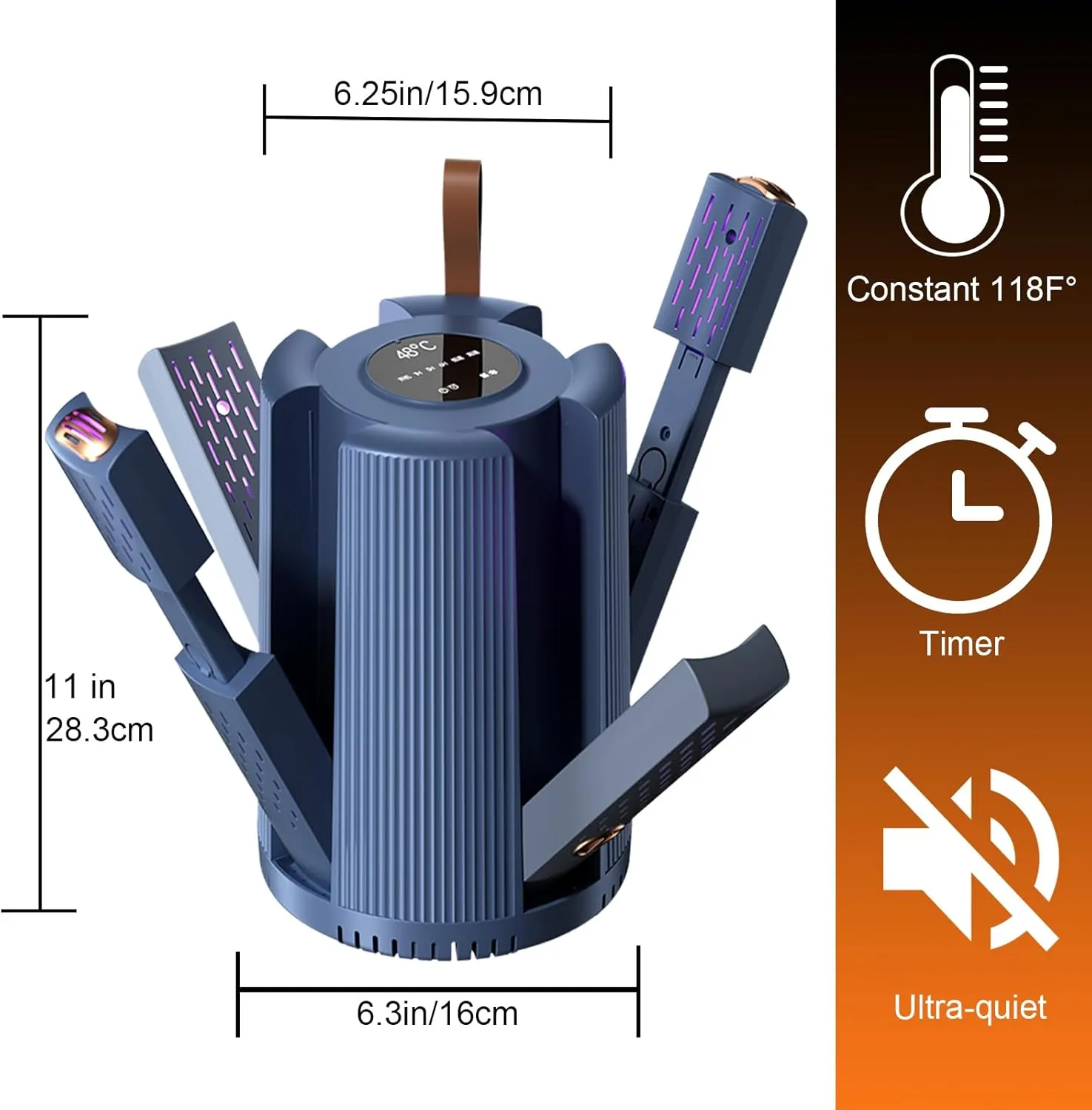 Shoe Dryer With 2 Gear Heat Blower and Timer, Shoe Dryers for Sneakers, with 4 Drying Ports and Reduced Odor, Quick Drying for Hats, Socks, Glove