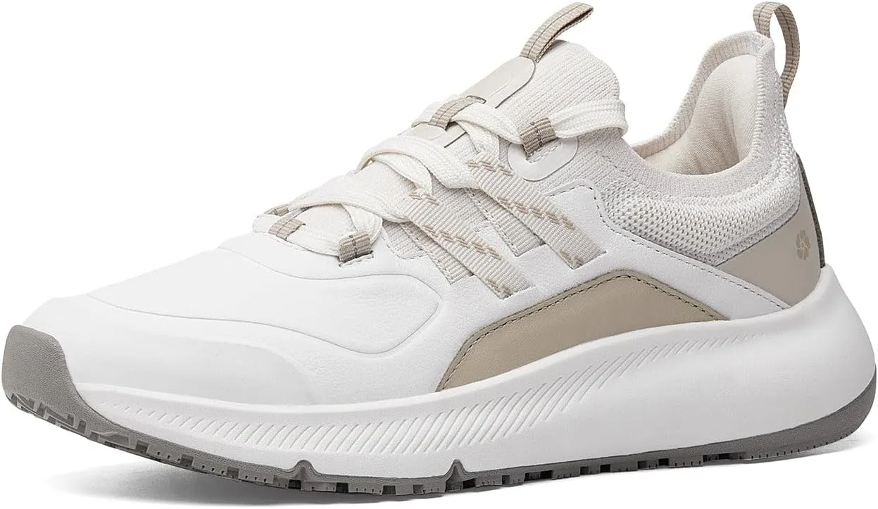 Shoes for Crews Karina RX Women’s Slip Resistant Work Shoes Non Slip Sneakers Walking Water Resistant Zapatillas Zapatos Trabajo, Size 8.5 Alabaster and Tan