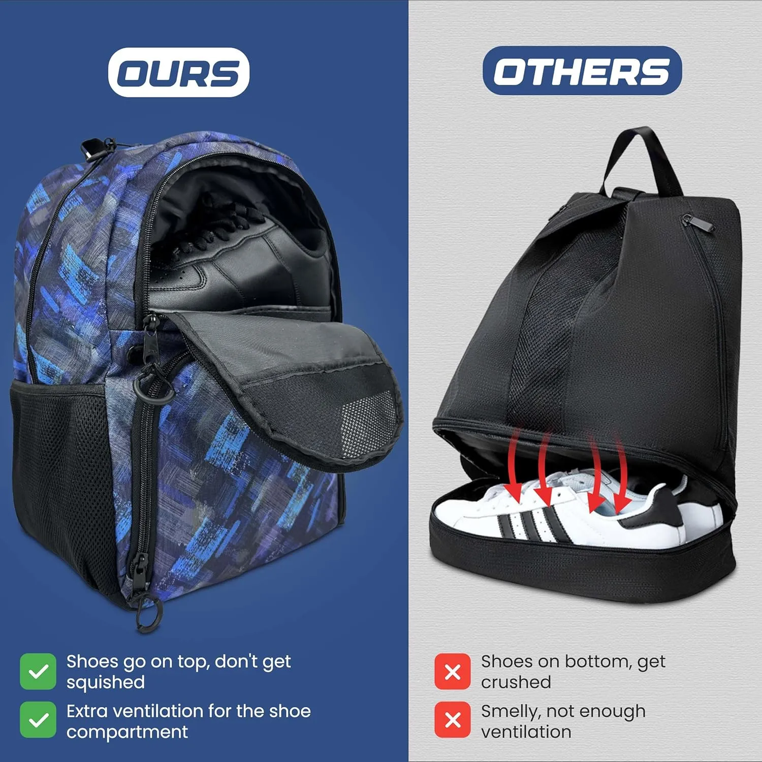 Soccer & Basketball Sports Bag with Ball Pump - Basketball Backpack with Separate Ball & Shoes Holder Compartment, Soccer Basketball Football & Volleyball Bag with Large Capacity