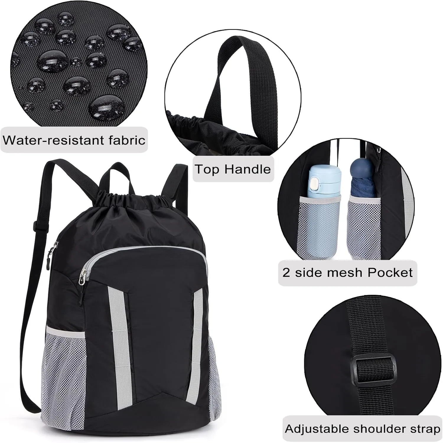 Soccer Drawstring Bag Basketball Backpack for Football Volleyball Gym Sports Training with Shoe Compartment