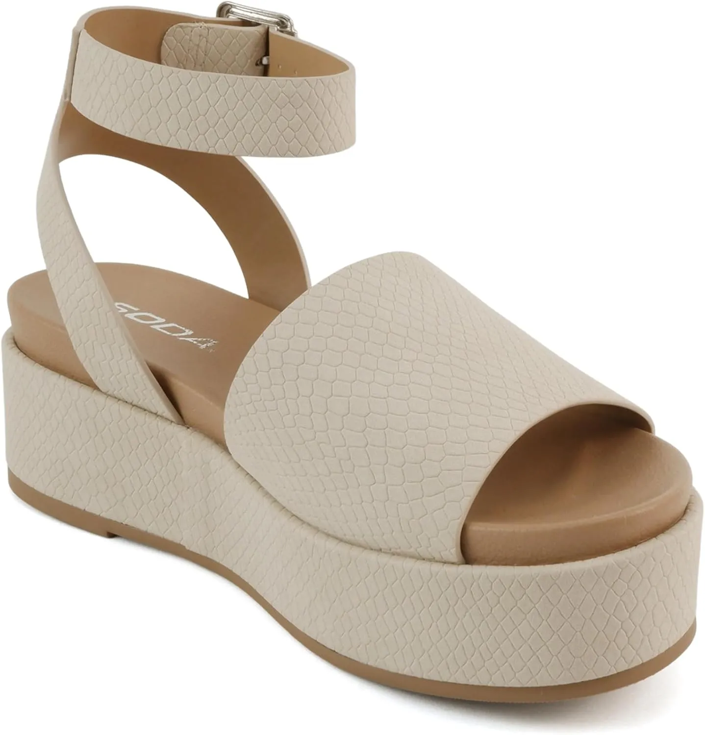 Soda “Magic” ~ Women Round Toe Single Band Platform Sandal with Adjustable Ankle Strap