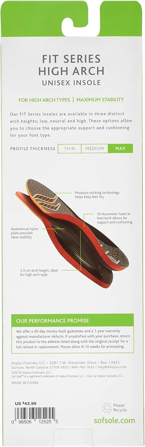 Sof Sole Insoles Unisex FIT Support Full-Length Foam Shoe Insert