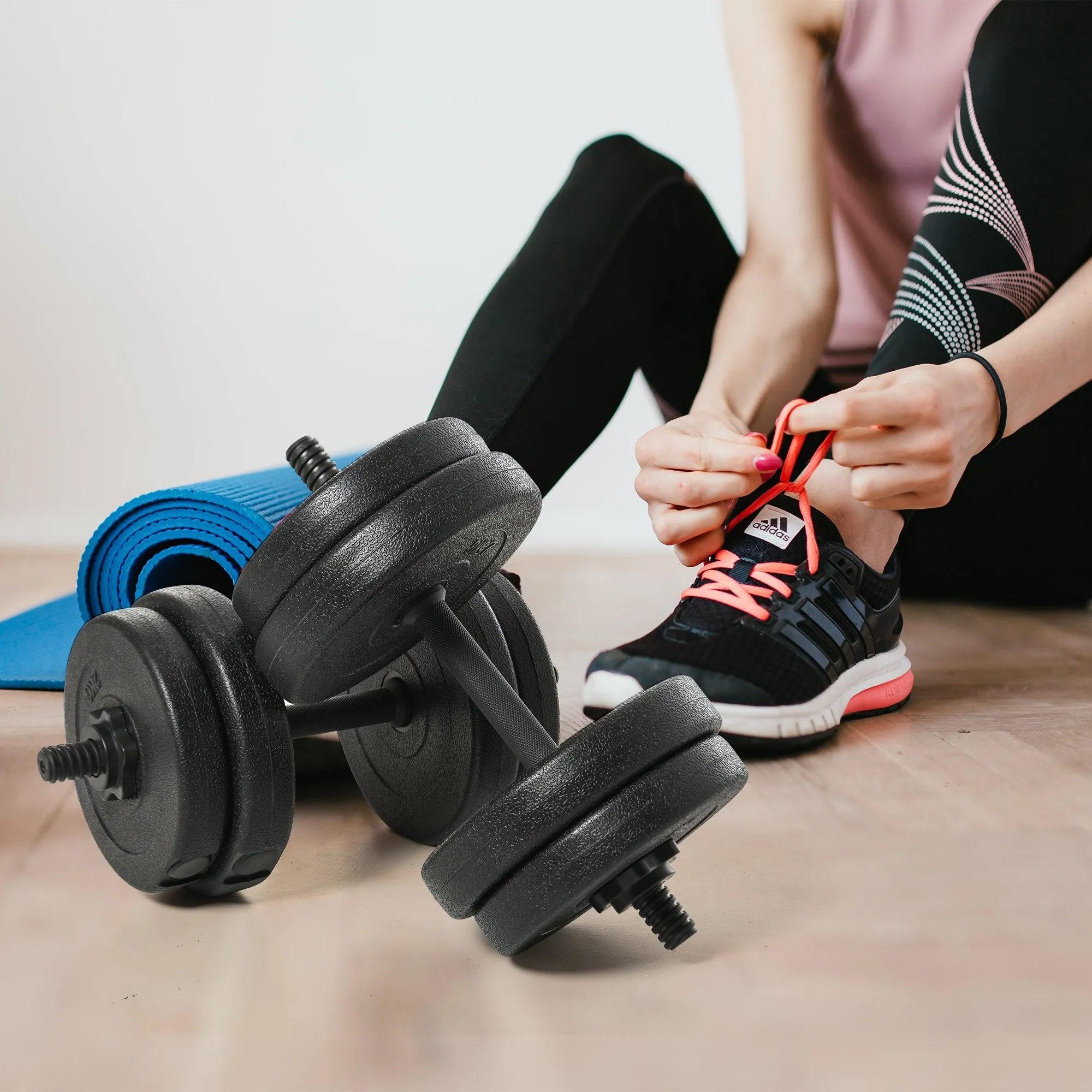 Soozier 42LB Dumbbell Set For Training - Adjustable Free Weights For Biceps And Fitness