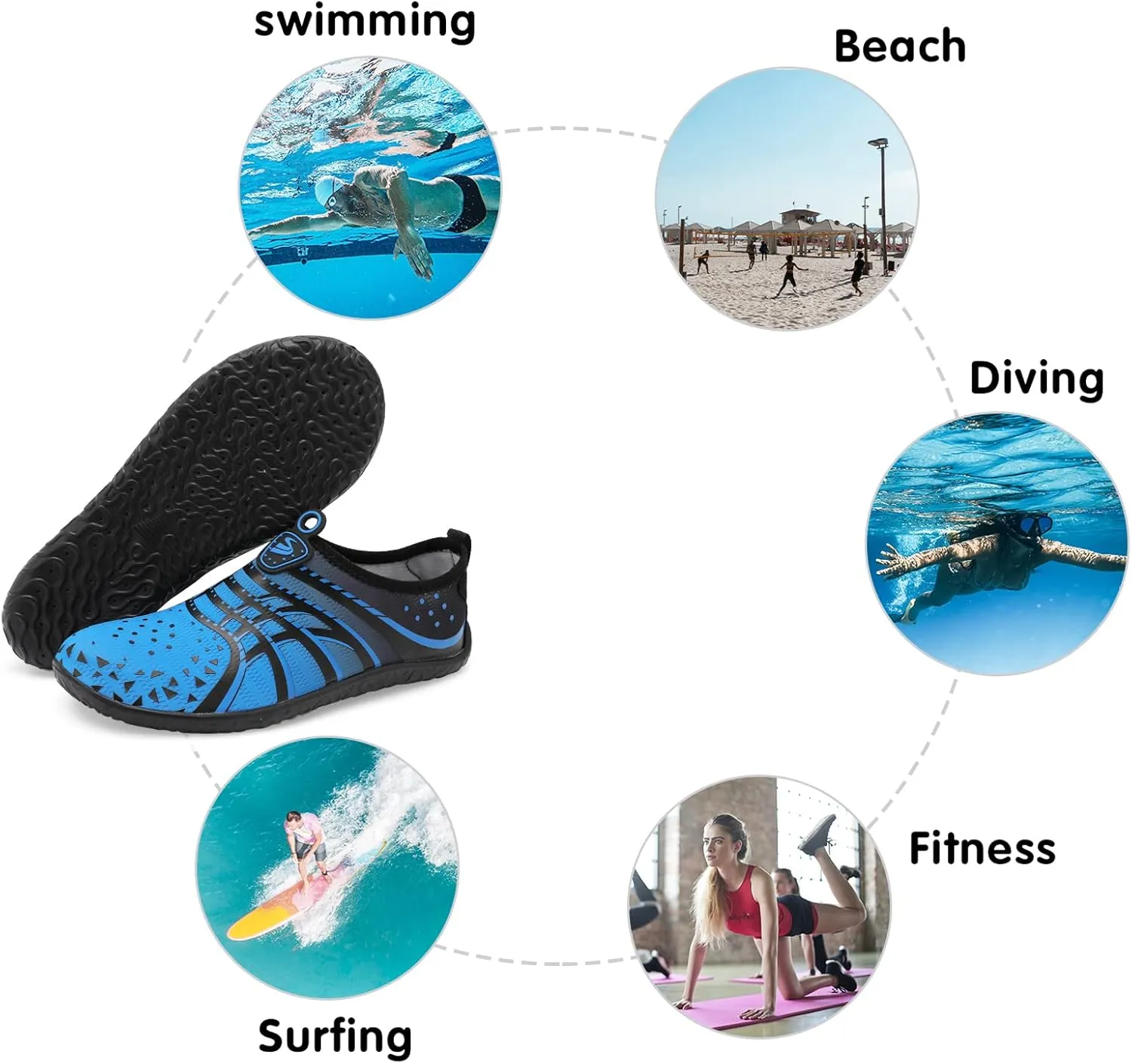 Spesoul Womens and Mens Water Shoes Breathable Quick Dry Soft Barefoot Aqua Socks for Hiking Swim Beach Surf Yoga Sport