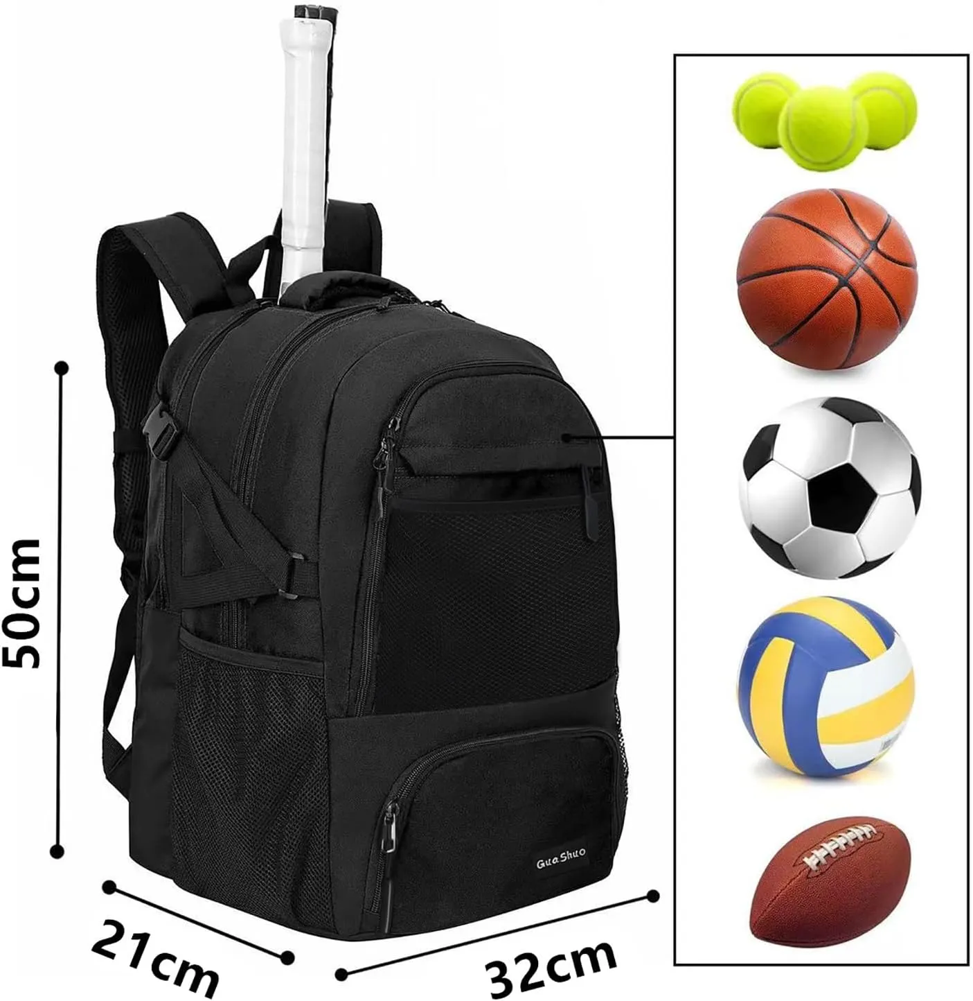 Sport Backpack - Multifunctional Sports Bag for Tennis, Badminton, Basketball etc, With shoe compartment