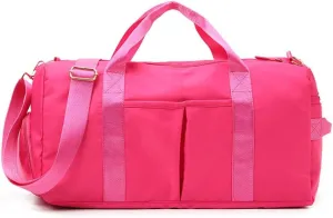 Sports Gym Bag With Shoe Bag Wet Bag Duffle Bag Waterproof Travel Bag for Women Cute Gym Bag Rose Red 29L