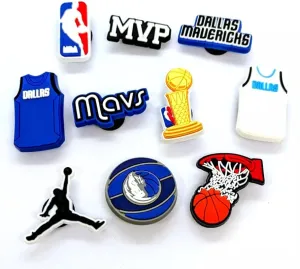 SPORTS TEAM SHOE CHARMS (Pick Your Team) NBA Basketball Accessories - Comparable to Jibbitz for Crocs (Mavericks (10pcs))