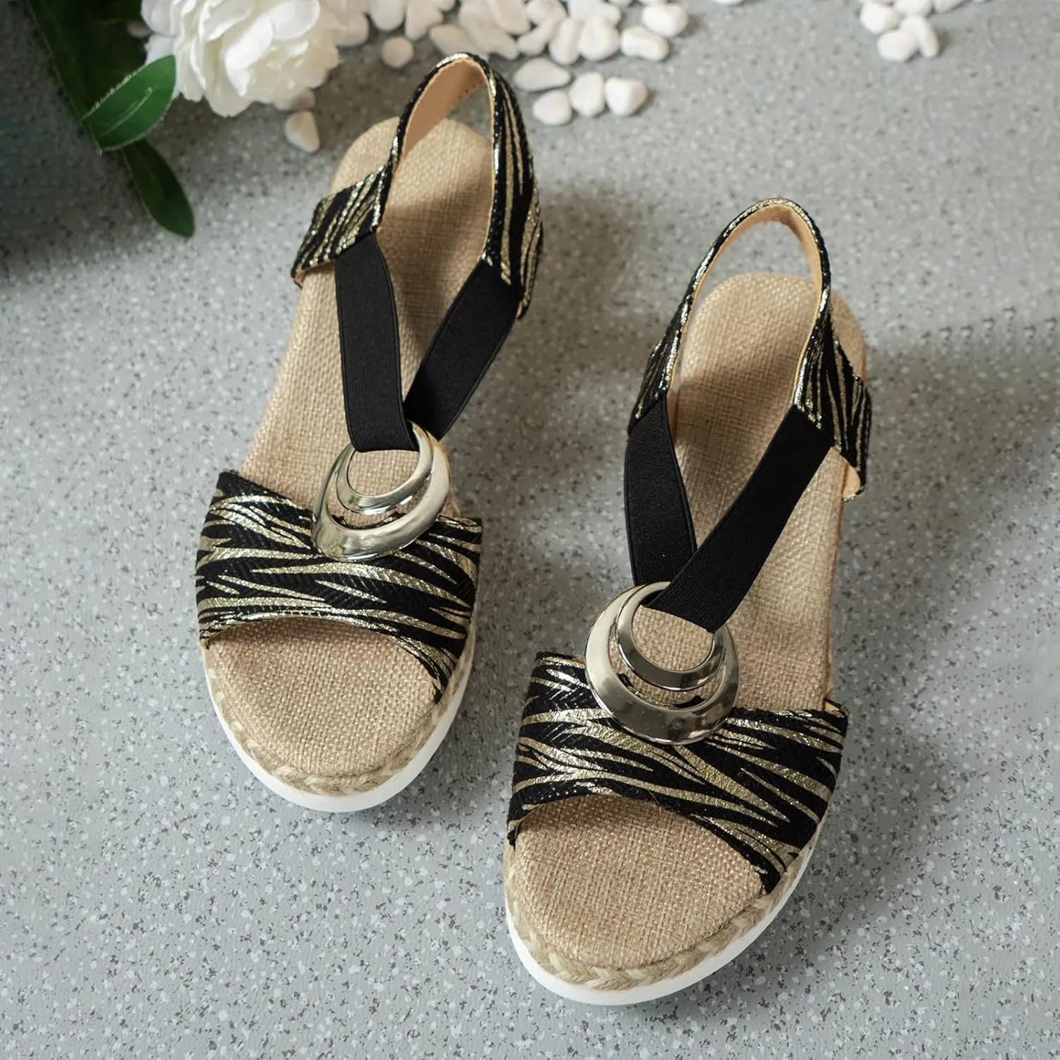 Summer Sandals Thick Soled Rope Platform Soled Roman Sandals Women's Casual Thick Soled Strappy Sandals For Women