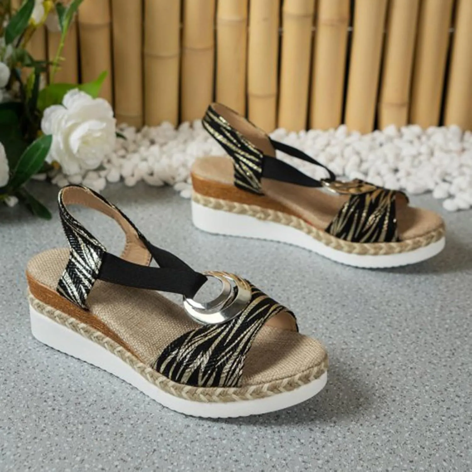 Summer Sandals Thick Soled Rope Platform Soled Roman Sandals Women's Casual Thick Soled Strappy Sandals For Women