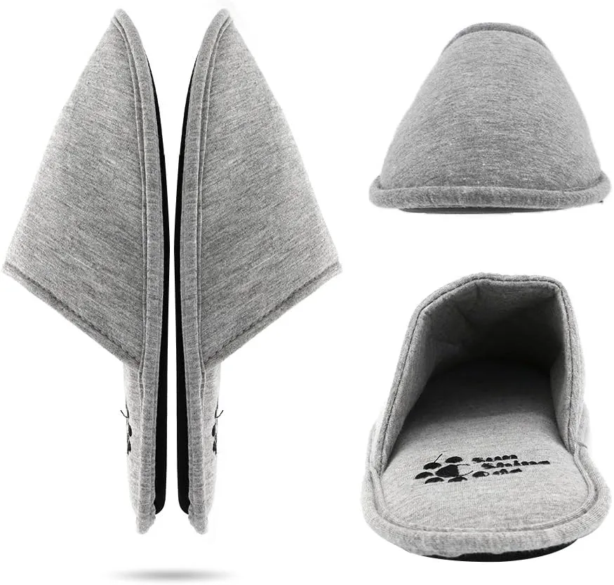 Sunshine Code Women's Memory Foam Cotton Washable Slippers with Matching Travel Bag for Home Hotel Spa Bedroom