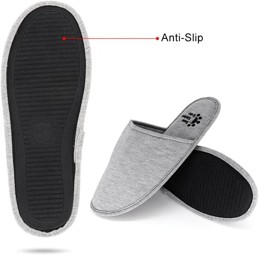Sunshine Code Women's Memory Foam Cotton Washable Slippers with Matching Travel Bag for Home Hotel Spa Bedroom