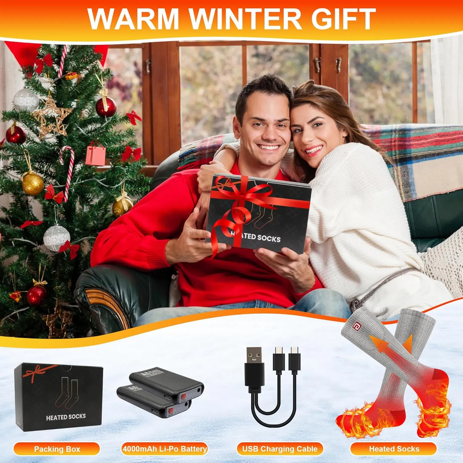 SVPRO Heated Socks for Men Women,Rechargeable Electric Socks Battery Operated Winter Warm Socks with 3 Heat Settings, Heated Thermal Socks for Hiking Camping Skiing Fishing Hunting Mountaineering