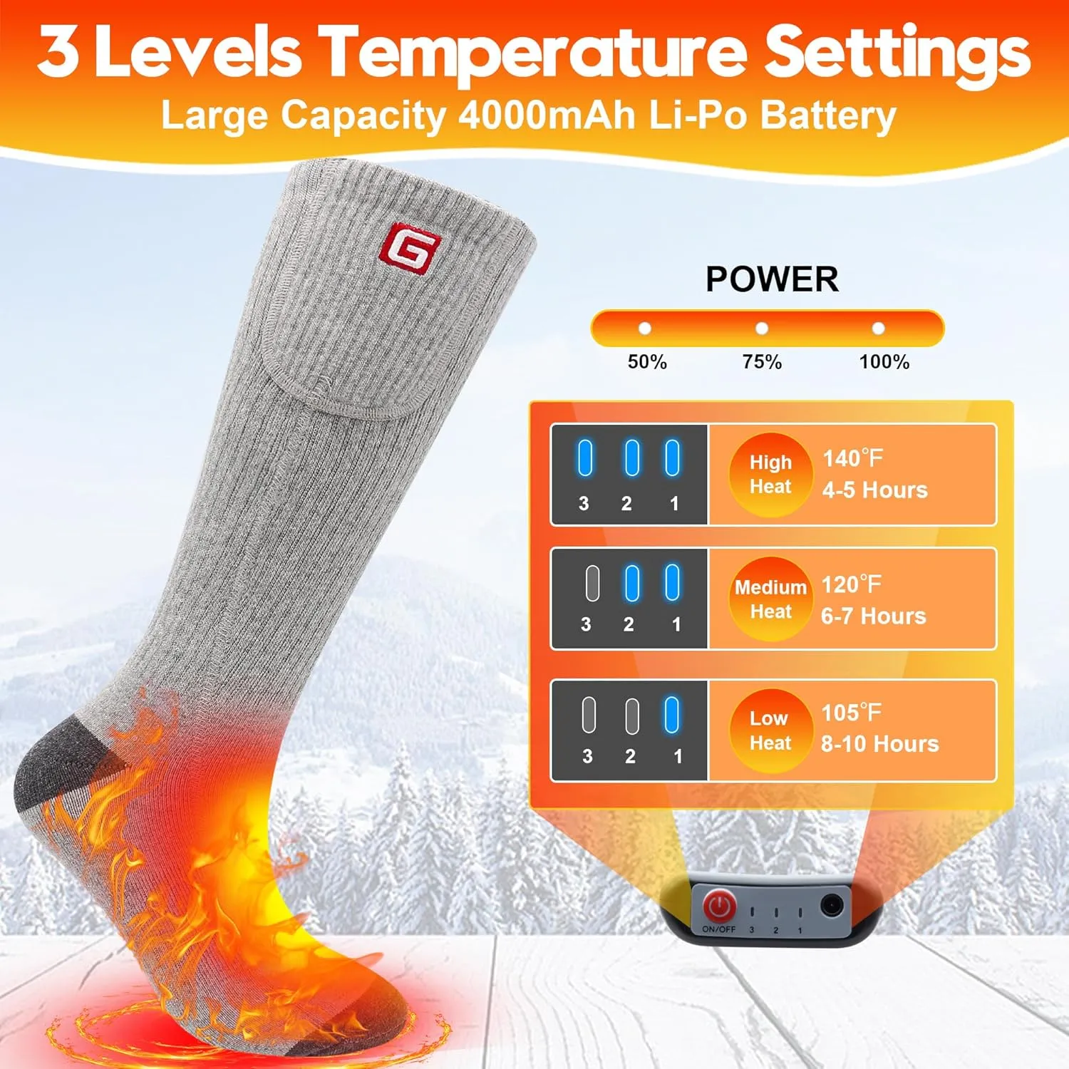 SVPRO Heated Socks for Men Women,Rechargeable Electric Socks Battery Operated Winter Warm Socks with 3 Heat Settings, Heated Thermal Socks for Hiking Camping Skiing Fishing Hunting Mountaineering