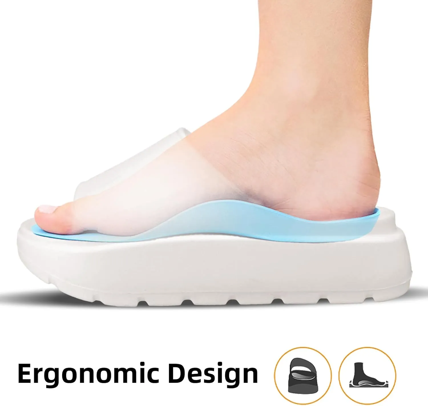 TOCONFFON Women's Pillow Slippers Cloud Slides Ultra Cushion Platform Sandals Quick Drying 5cm/2in Thick Sole