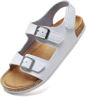 Torotto Girls Boys Sandals with Cork Footbed Adjustable Buckle Casual Slides Sandals Open Toes Flat for Kids Toddler