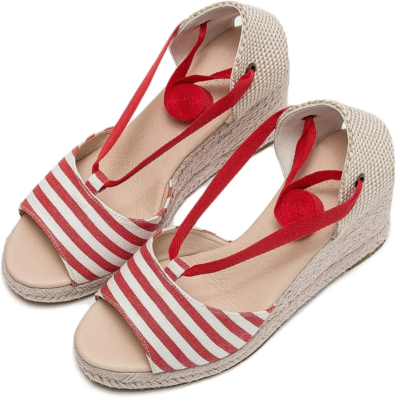U-lite Womens Platform Wedge Open Toe Ankle Wrap Espadrille Sandals