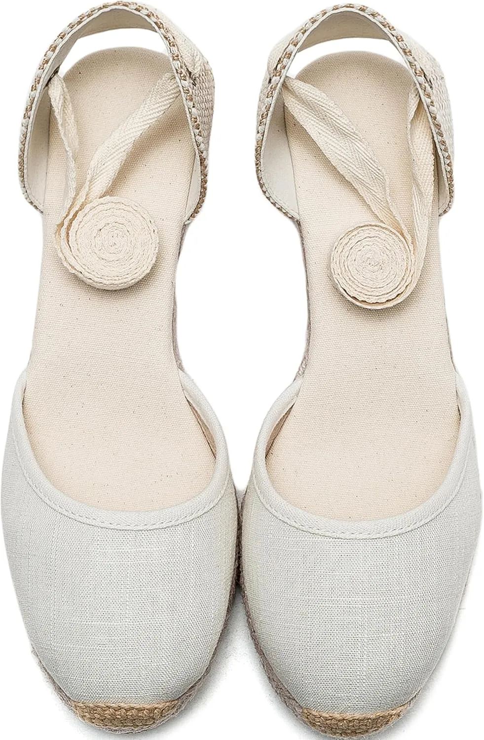 U-lite Womens Platform Wedge Sandals Espadrilles Closed Toe Ankle Strap Lace Up Ankle-Tie Strap Classic Espadrille Heel