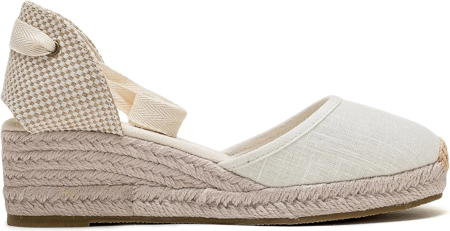U-lite Womens Platform Wedge Sandals Espadrilles Closed Toe Ankle Strap Lace Up Ankle-Tie Strap Classic Espadrille Heel