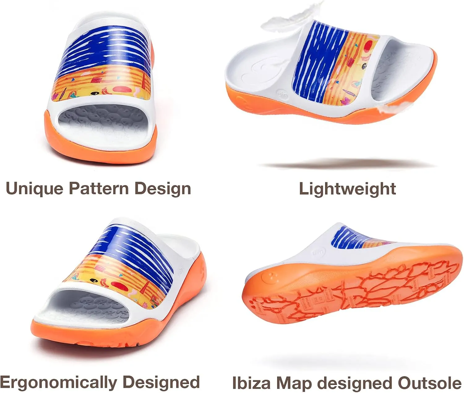 UIN Men's Casual Sandals Comfort Slippers Soft Quick Drying Non-Slip for Beach, Outdoor & Indoor Summer Vibe