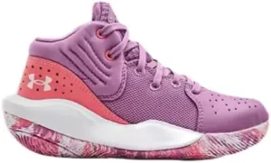 Under Armour Unisex Kids' Grade School Jet '21 Basketball Shoe Jellyfish/Blitz Red/Misc - 3024794-500
