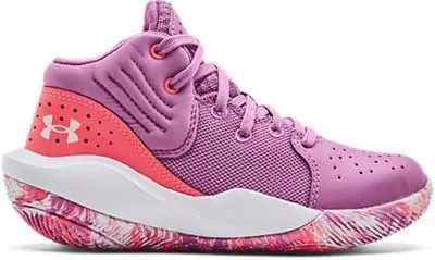 Under Armour Unisex Kids' Grade School Jet '21 Basketball Shoe Jellyfish/Blitz Red/Misc - 3024794-500