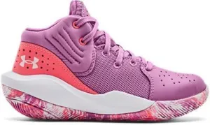 Under Armour Unisex Kids' Grade School Jet '21 Basketball Shoe Jellyfish/Blitz Red/Misc - 3024794-500