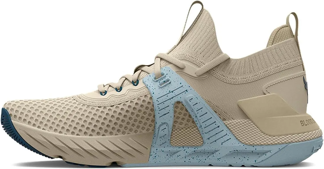 Under Armour Women's Project Rock 4 Training Shoe (Stone/Breaker Blue, us_Footwear_Size_System, Adult, Women, Numeric, Medium, Numeric_11)