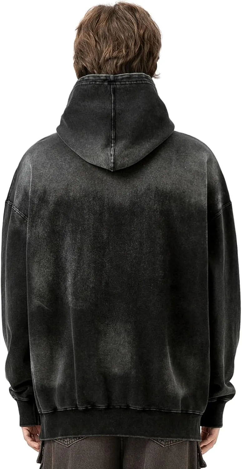 Unisex Vintage Letter Print Hoodies Oversized Washed To Make Old 400g High Weight Wool Hoodies